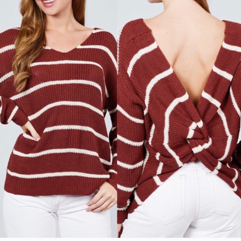 ❤️2 left❤️ Stripped twisted back sweater